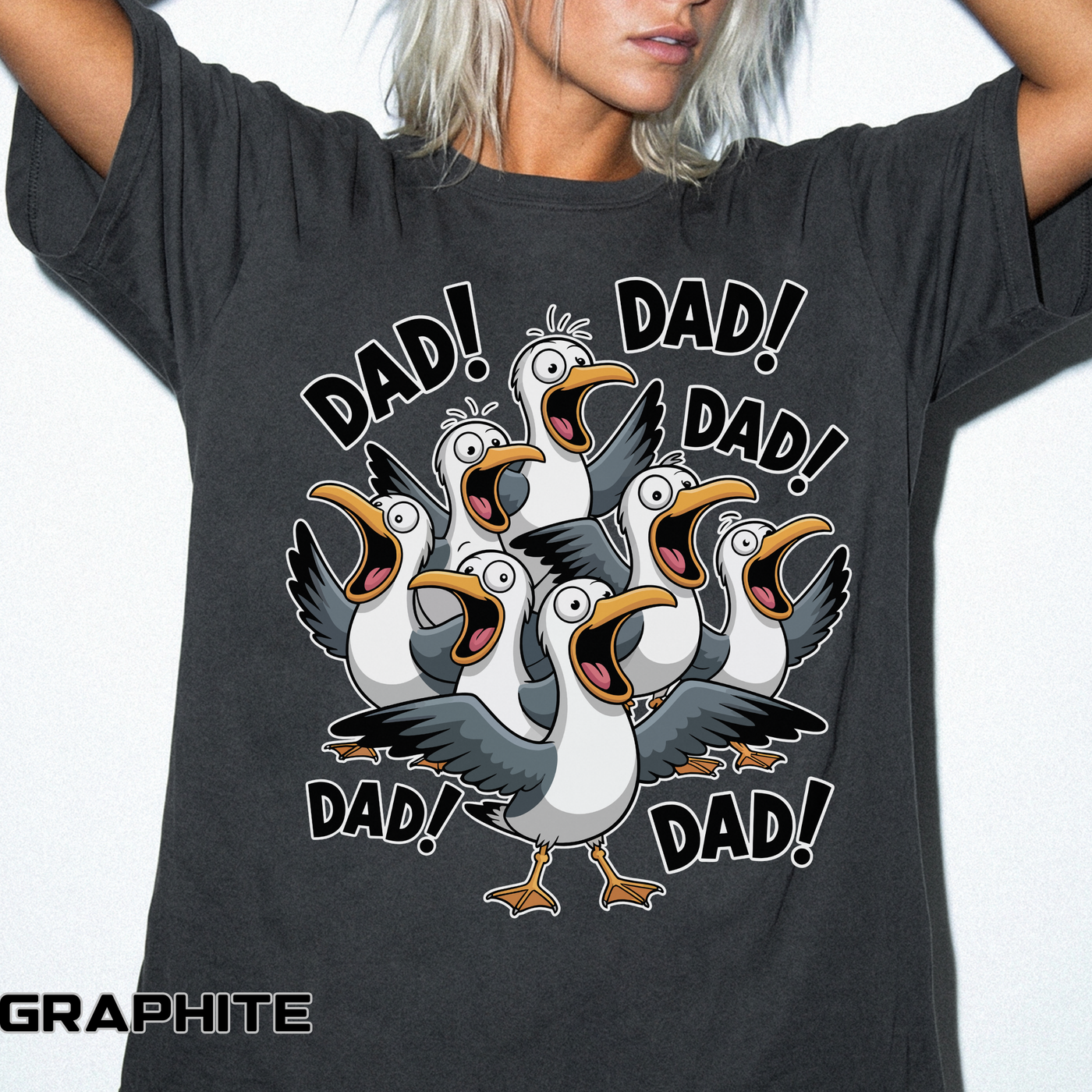 Funny Dad Life Comfort Colors Shirt, Dad Dad Dad Seagull Tee, Fatherhood Humor Graphic Shirt, Father's Day Gift for Dad