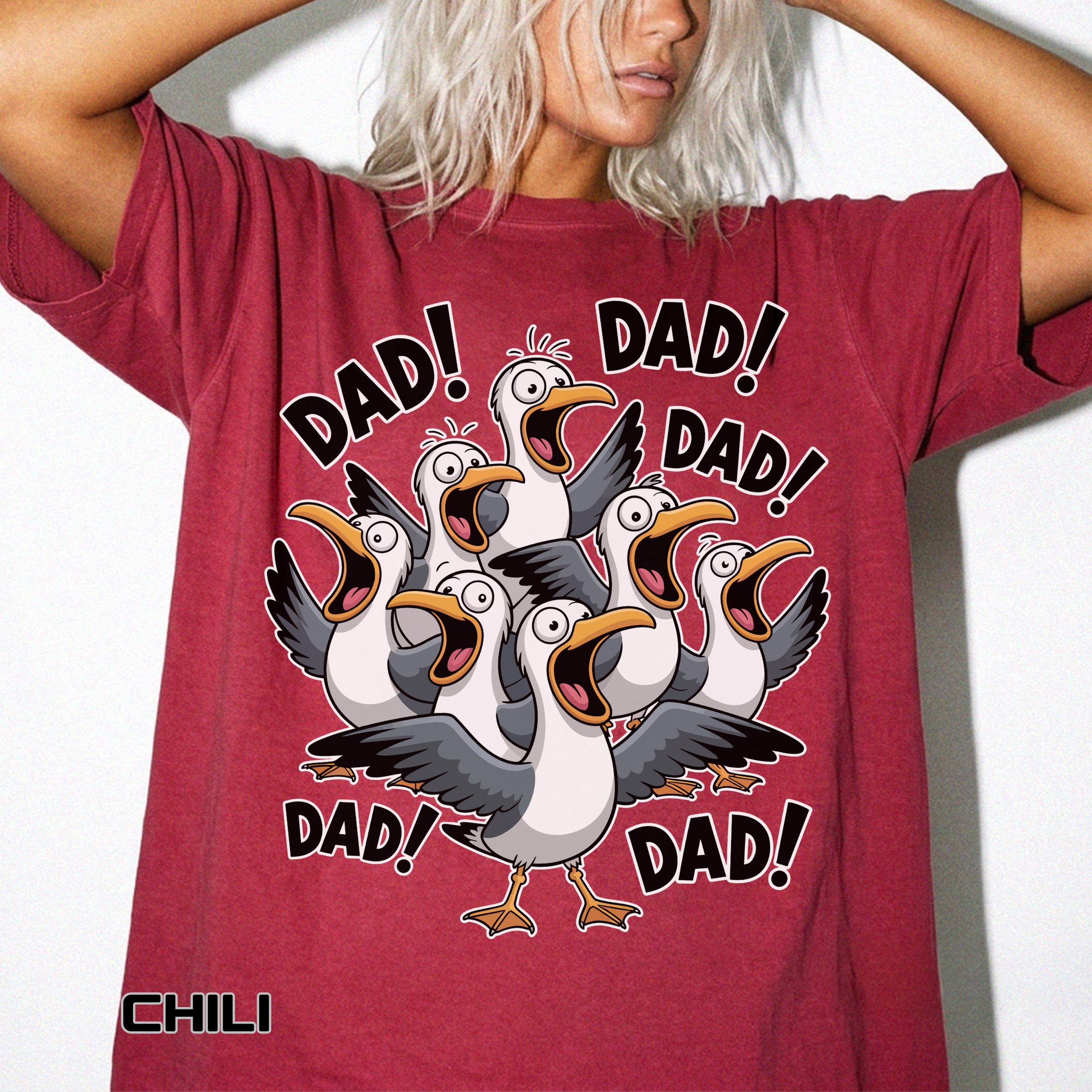 Funny Dad Life Comfort Colors Shirt, Dad Dad Dad Seagull Tee, Fatherhood Humor Graphic Shirt, Father's Day Gift for Dad