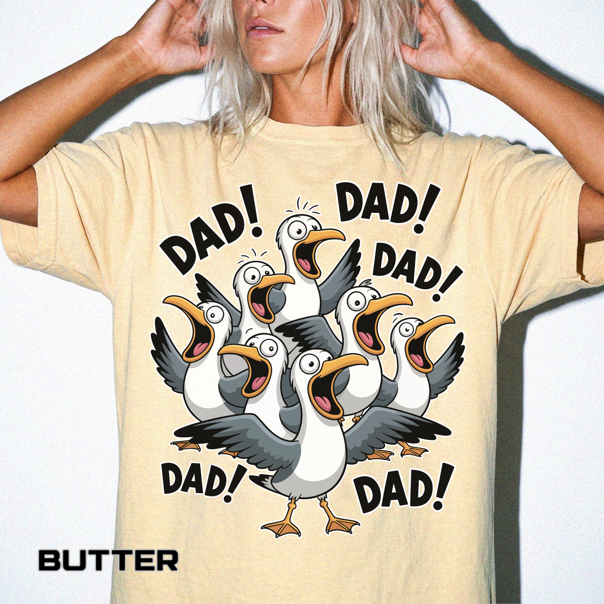 Funny Dad Life Comfort Colors Shirt, Dad Dad Dad Seagull Tee, Fatherhood Humor Graphic Shirt, Father's Day Gift for Dad