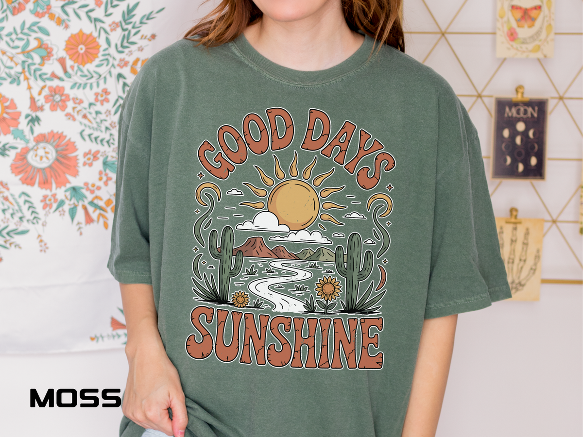 Positive Sunshine Comfort Colors Shirt, Good Days Sunshine Graphic Tee, Retro Desert Nature Shirt, Boho Summer Aesthetic Tee