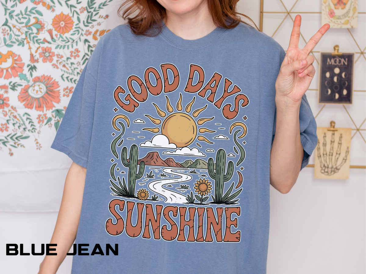 Positive Sunshine Comfort Colors Shirt, Good Days Sunshine Graphic Tee, Retro Desert Nature Shirt, Boho Summer Aesthetic Tee
