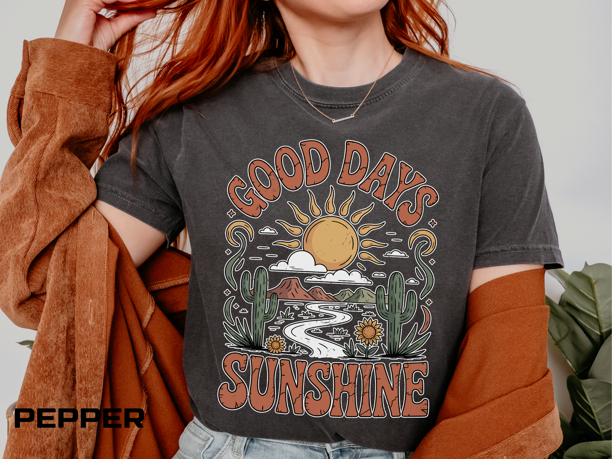 Positive Sunshine Comfort Colors Shirt, Good Days Sunshine Graphic Tee, Retro Desert Nature Shirt, Boho Summer Aesthetic Tee