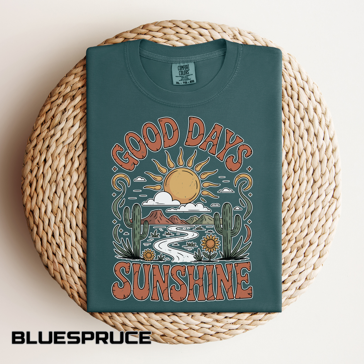 Positive Sunshine Comfort Colors Shirt, Good Days Sunshine Graphic Tee, Retro Desert Nature Shirt, Boho Summer Aesthetic Tee