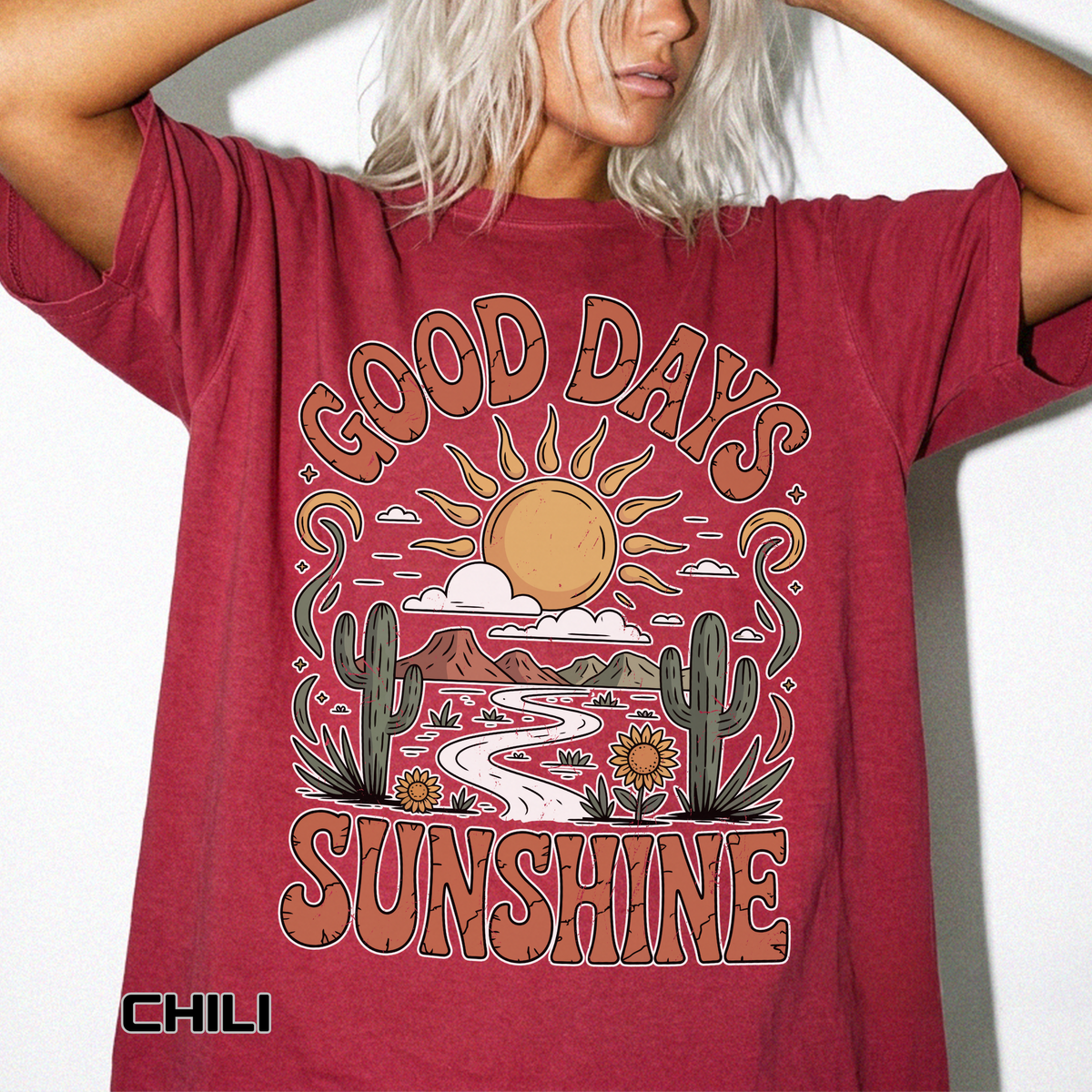Positive Sunshine Comfort Colors Shirt, Good Days Sunshine Graphic Tee, Retro Desert Nature Shirt, Boho Summer Aesthetic Tee
