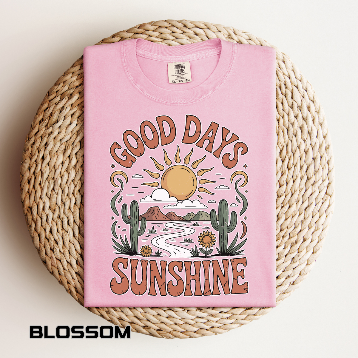 Positive Sunshine Comfort Colors Shirt, Good Days Sunshine Graphic Tee, Retro Desert Nature Shirt, Boho Summer Aesthetic Tee