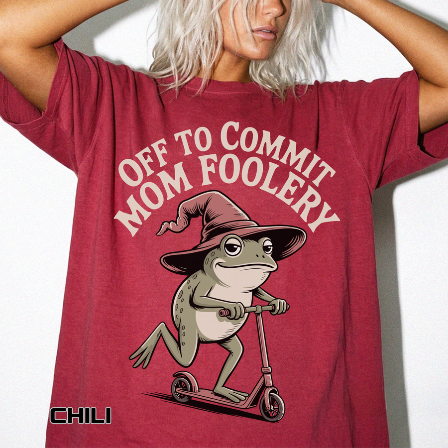 Funny Frog Wizard Comfort Colors Shirt, Off To Commit Tomfoolery Tee, Cottagecore Frog Graphic Shirt, Whimsical Fantasy Gift
