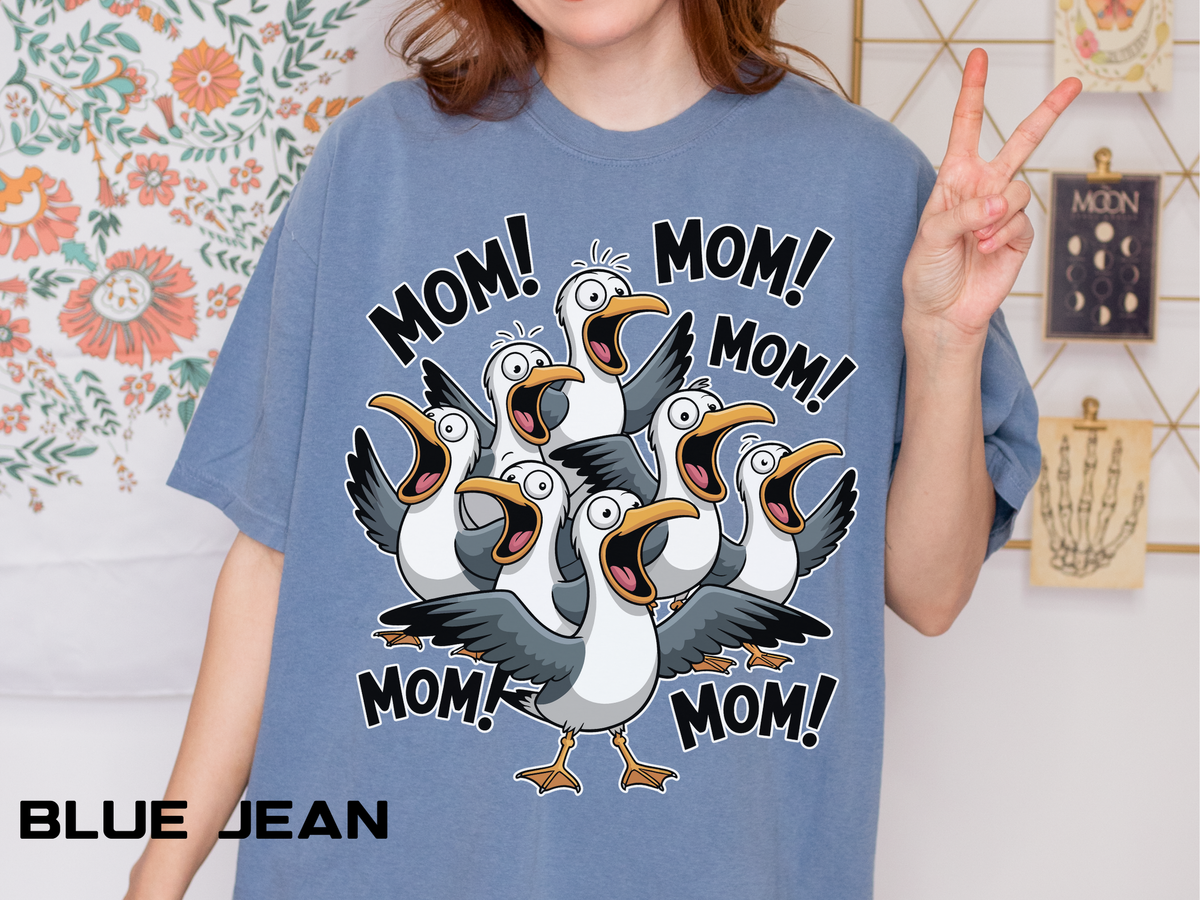 Funny Mom Life Comfort Colors Shirt, Mom Mom Mom Seagull Graphic Tee, Motherhood Humor Shirt, Mother's Day Gift for Moms