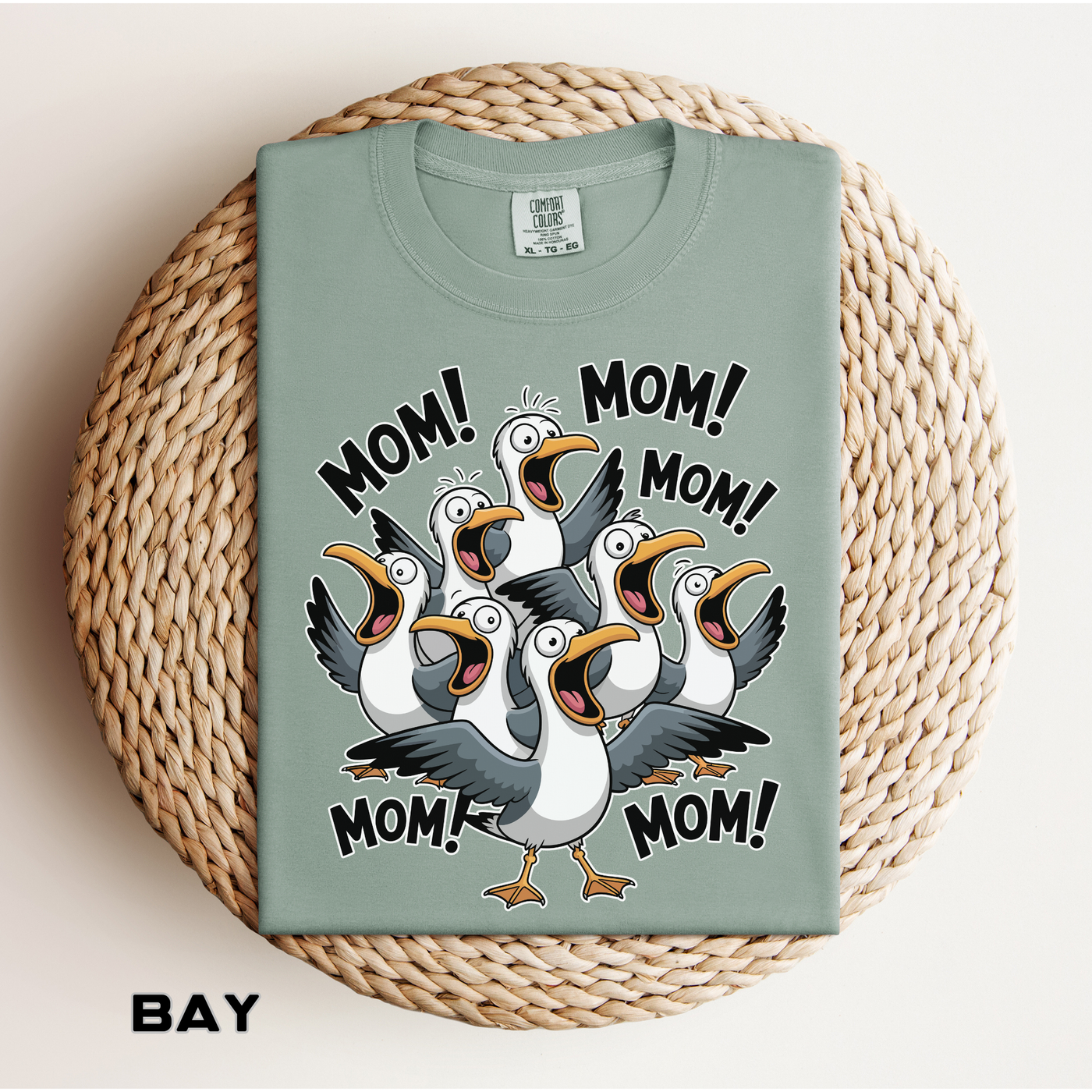 Funny Mom Life Comfort Colors Shirt, Mom Mom Mom Seagull Graphic Tee, Motherhood Humor Shirt, Mother's Day Gift for Moms