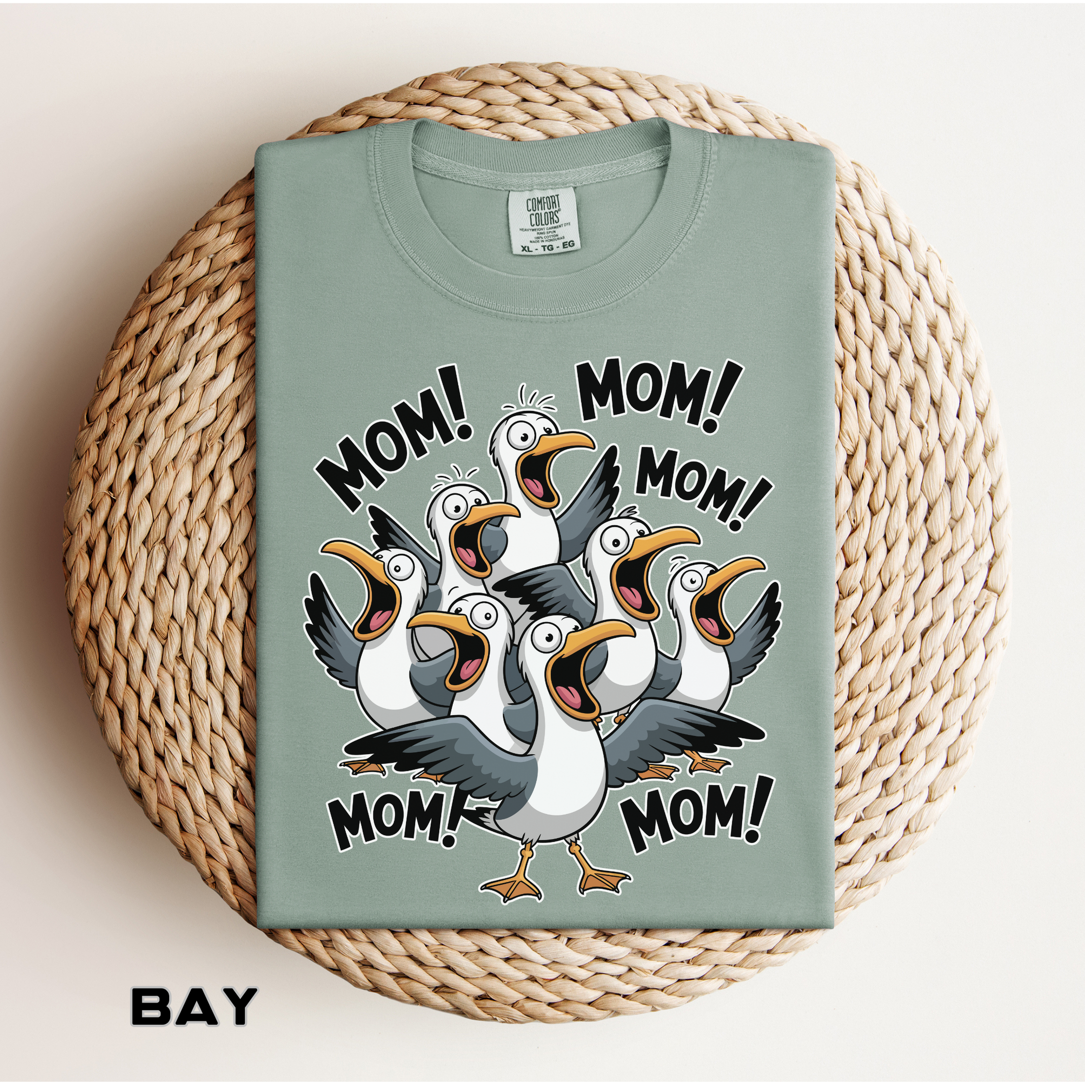 Funny Mom Life Comfort Colors Shirt, Mom Mom Mom Seagull Graphic Tee, Motherhood Humor Shirt, Mother's Day Gift for Moms