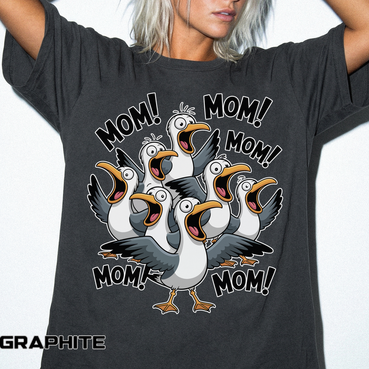 Funny Mom Life Comfort Colors Shirt, Mom Mom Mom Seagull Graphic Tee, Motherhood Humor Shirt, Mother's Day Gift for Moms