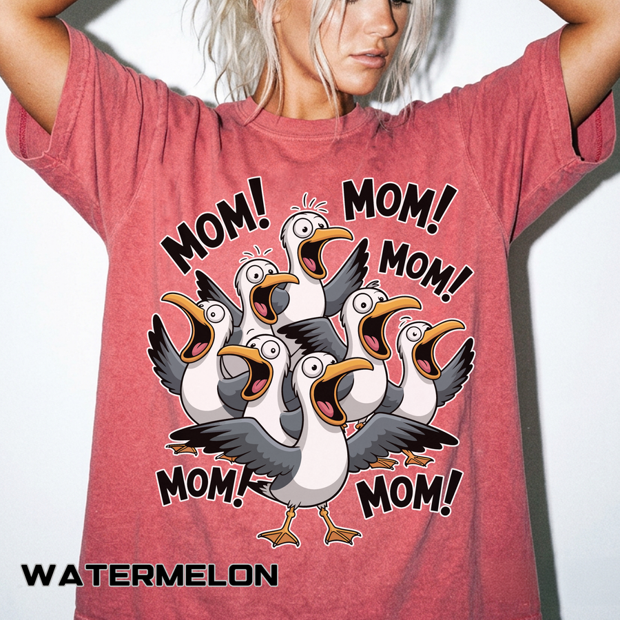 Funny Mom Life Comfort Colors Shirt, Mom Mom Mom Seagull Graphic Tee, Motherhood Humor Shirt, Mother's Day Gift for Moms
