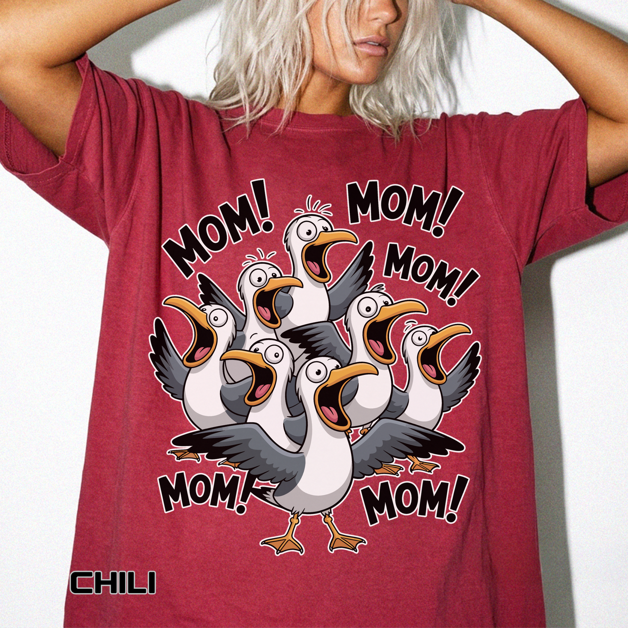 Funny Mom Life Comfort Colors Shirt, Mom Mom Mom Seagull Graphic Tee, Motherhood Humor Shirt, Mother's Day Gift for Moms
