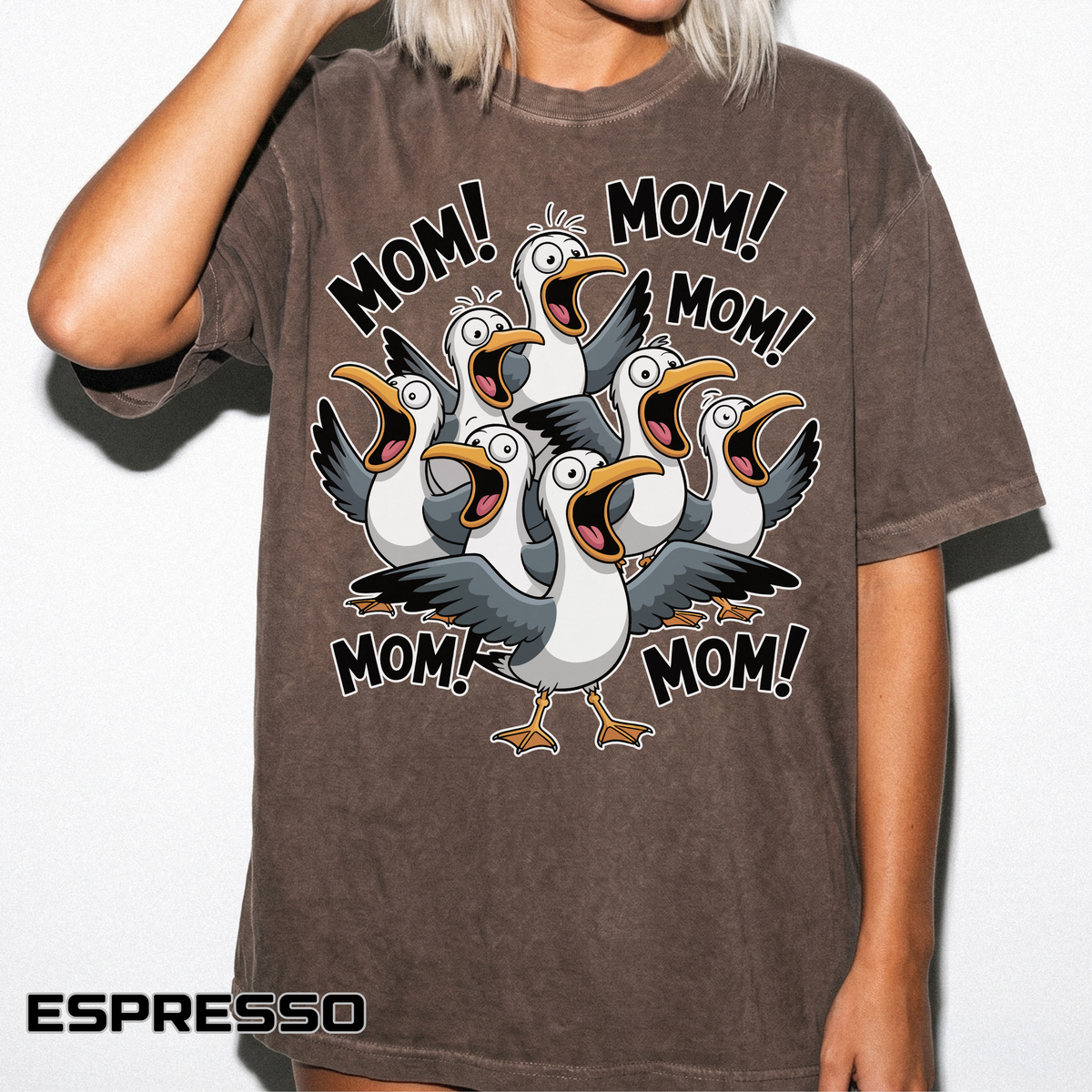 Funny Mom Life Comfort Colors Shirt, Mom Mom Mom Seagull Graphic Tee, Motherhood Humor Shirt, Mother's Day Gift for Moms
