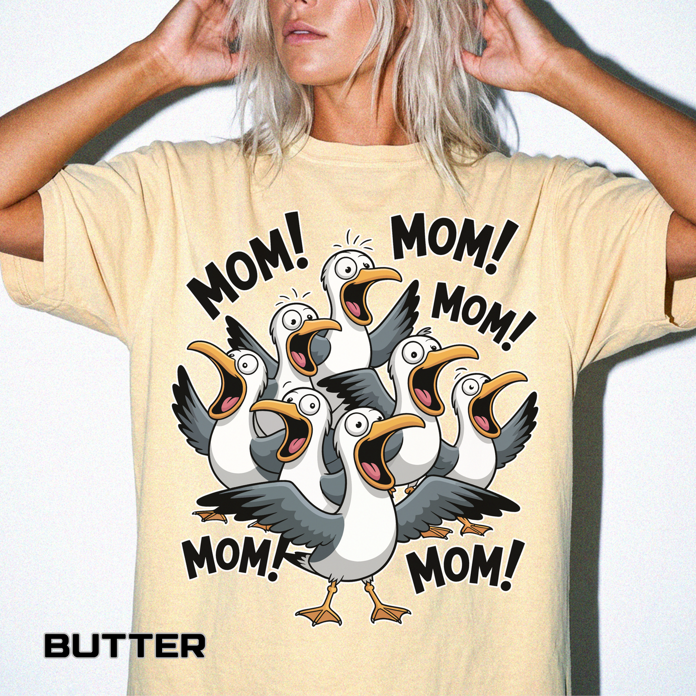 Funny Mom Life Comfort Colors Shirt, Mom Mom Mom Seagull Graphic Tee, Motherhood Humor Shirt, Mother's Day Gift for Moms
