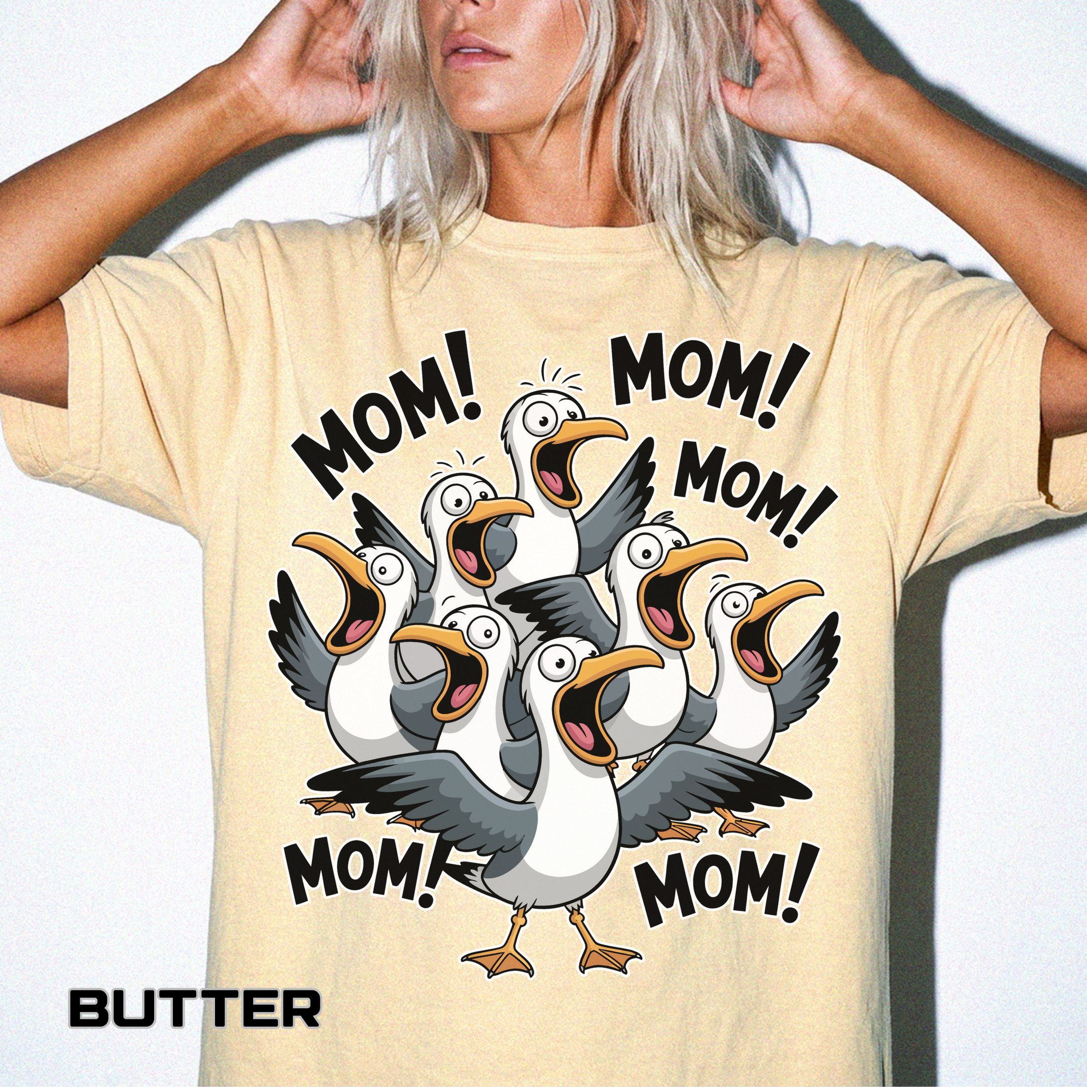 Funny Mom Life Comfort Colors Shirt, Mom Mom Mom Seagull Graphic Tee, Motherhood Humor Shirt, Mother's Day Gift for Moms
