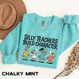 Funny Teacher Comfort Colors Sweatshirt, Silly Teachers Build Character Graphic Sweatshirt, Teacher Appreciation Gift for Educators