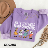 Funny Teacher Comfort Colors Sweatshirt, Silly Teachers Build Character Graphic Sweatshirt, Teacher Appreciation Gift for Educators