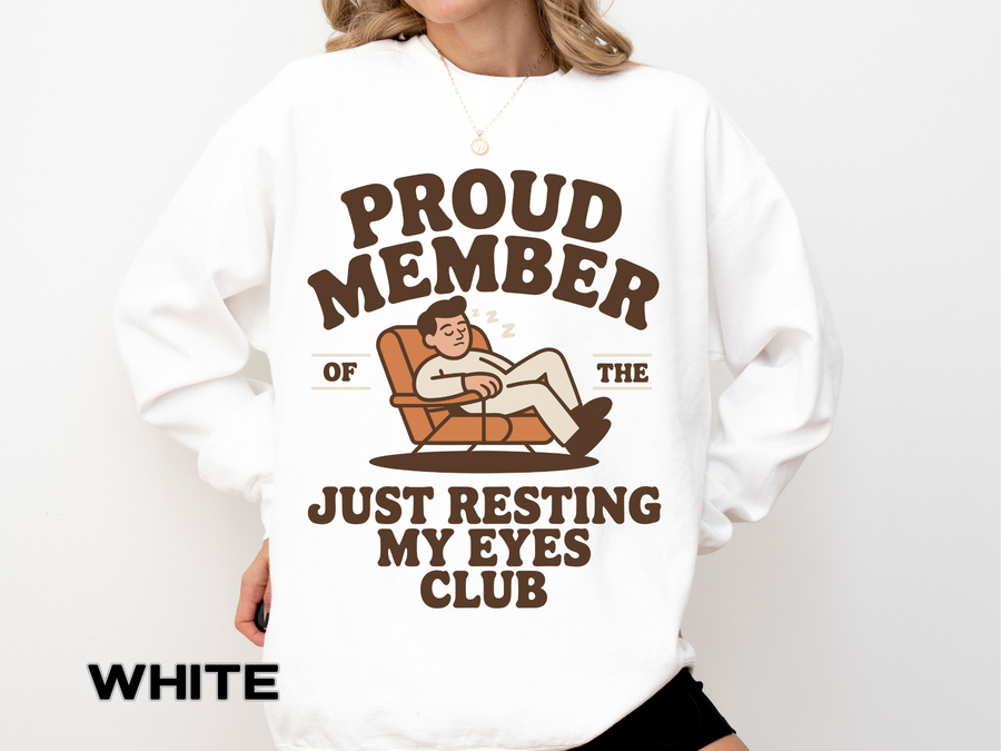 Funny Just Resting My Eyes Club Comfort Colors Sweatshirt, Tired Parent Crewneck, Sleep Lover Gift, Introvert Humor Pullover