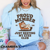 Funny Just Resting My Eyes Club Comfort Colors Sweatshirt, Tired Parent Crewneck, Sleep Lover Gift, Introvert Humor Pullover