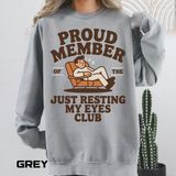 Funny Just Resting My Eyes Club Comfort Colors Sweatshirt, Tired Parent Crewneck, Sleep Lover Gift, Introvert Humor Pullover