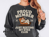 Funny Just Resting My Eyes Club Comfort Colors Sweatshirt, Tired Parent Crewneck, Sleep Lover Gift, Introvert Humor Pullover