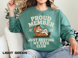 Funny Just Resting My Eyes Club Comfort Colors Sweatshirt, Tired Parent Crewneck, Sleep Lover Gift, Introvert Humor Pullover
