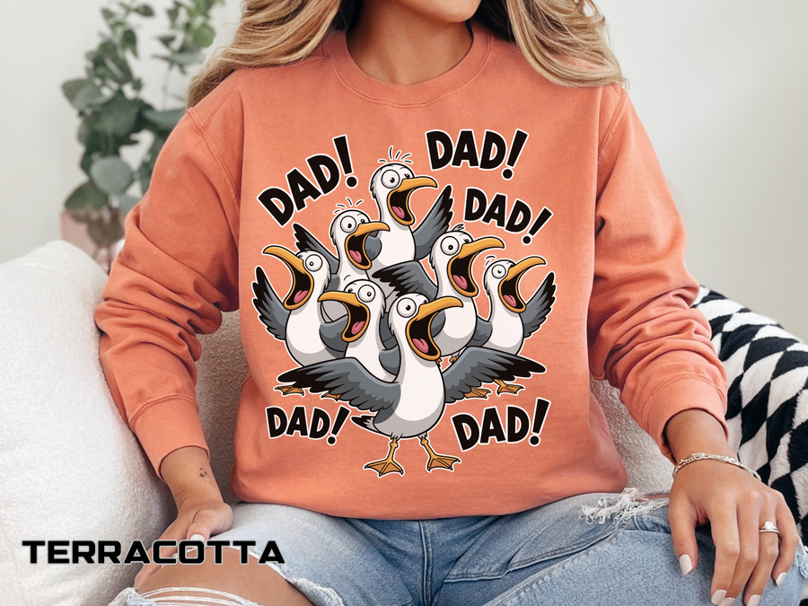Funny Dad Seagull Comfort Colors Sweatshirt, Dad Dad Dad Crewneck Sweatshirt, Father's Day Gift for Dad, Seagull Meme Sweatshirt