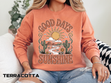 Good Days Sunshine Comfort Colors Sweatshirt, Retro Desert Landscape Crewneck, Positive Vibes Western Aesthetic Gift