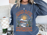 Good Days Sunshine Comfort Colors Sweatshirt, Retro Desert Landscape Crewneck, Positive Vibes Western Aesthetic Gift