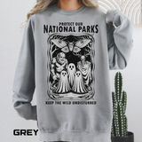 Protect Our National Parks Comfort Colors Sweatshirt, Gothic Nature Lover Crewneck, Cryptid Halloween Outdoor Adventure Gift
