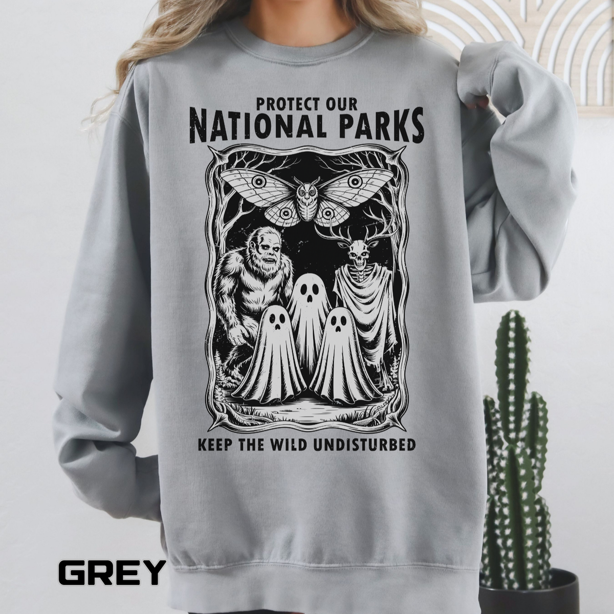 Protect Our National Parks Comfort Colors Sweatshirt, Gothic Nature Lover Crewneck, Cryptid Halloween Outdoor Adventure Gift