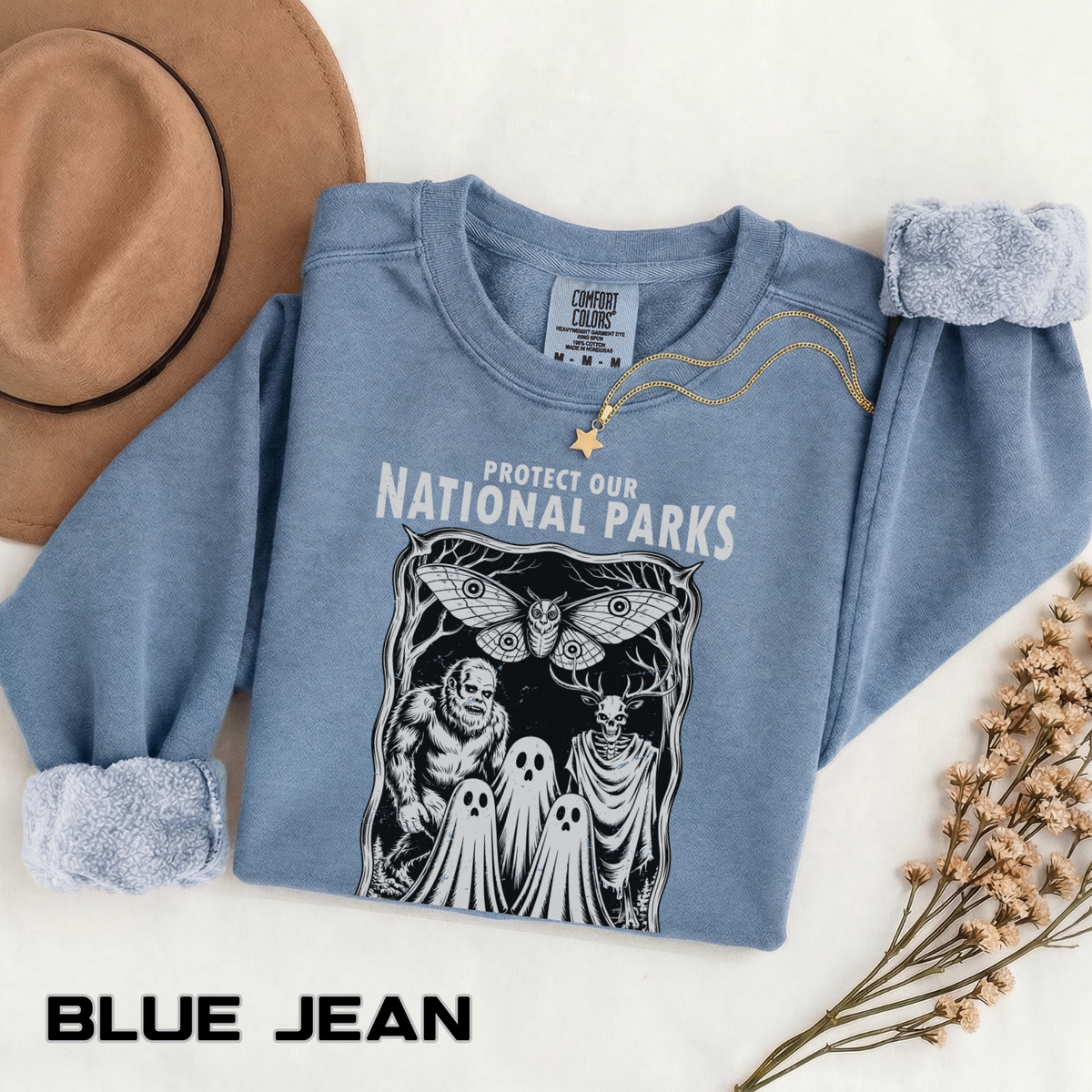 Protect Our National Parks Comfort Colors Sweatshirt, Gothic Nature Lover Crewneck, Cryptid Halloween Outdoor Adventure Gift