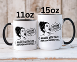 Funny Coffee Lover Mug, Caffeine Incoming Coffee Cup, Handle With Care Mug, Funny Coworker Gift, Office Humor Mug for Women