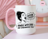 Funny Coffee Lover Mug, Caffeine Incoming Coffee Cup, Handle With Care Mug, Funny Coworker Gift, Office Humor Mug for Women