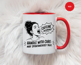 Funny Coffee Lover Mug, Caffeine Incoming Coffee Cup, Handle With Care Mug, Funny Coworker Gift, Office Humor Mug for Women