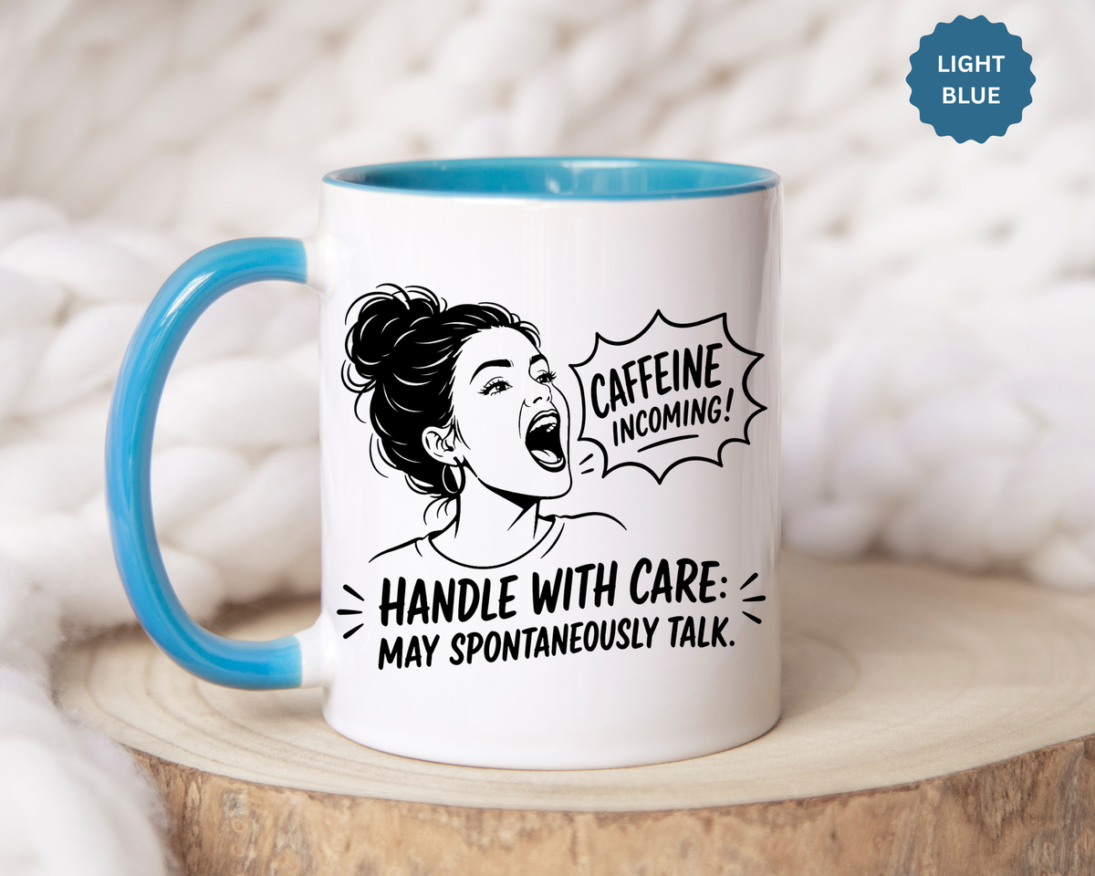 Funny Coffee Lover Mug, Caffeine Incoming Coffee Cup, Handle With Care Mug, Funny Coworker Gift, Office Humor Mug for Women