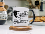 Funny Coffee Lover Mug, Caffeine Incoming Coffee Cup, Handle With Care Mug, Funny Coworker Gift, Office Humor Mug for Women