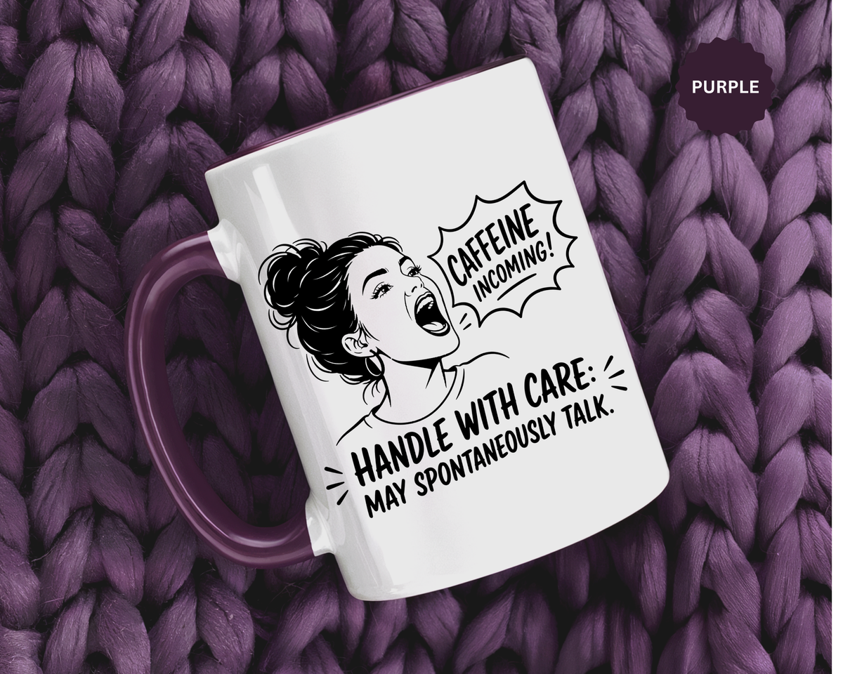 Funny Coffee Lover Mug, Caffeine Incoming Coffee Cup, Handle With Care Mug, Funny Coworker Gift, Office Humor Mug for Women