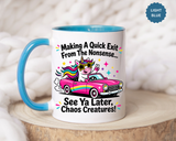 Funny Unicorn Coffee Mug, Making My Quiet Exit From The Nonsense Mug, Sarcastic Unicorn Gift, Chaos Creature Coffee Cup, Funny Coworker Mug