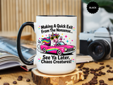 Funny Unicorn Coffee Mug, Making My Quiet Exit From The Nonsense Mug, Sarcastic Unicorn Gift, Chaos Creature Coffee Cup, Funny Coworker Mug