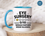 Funny Eye Surgery Mug, LASIK Recovery Gift, Eye Surgery Survivor Coffee Mug, Funny Glasses Lover Gift, Ophthalmology Humor Cup