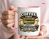 Coffee First Mimosa Later Mug, Funny Brunch Coffee Mug, Mimosa Lover Gift, Weekend Coffee Cup, Funny Drinking Humor Mug
