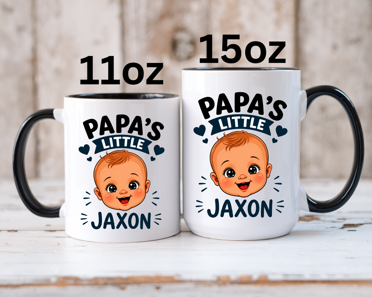 Personalized Papa's Little Boy Mug, Custom Baby Name Mug for Dad, New Father Gift, Papa Coffee Mug, Father's Day Gift from Son