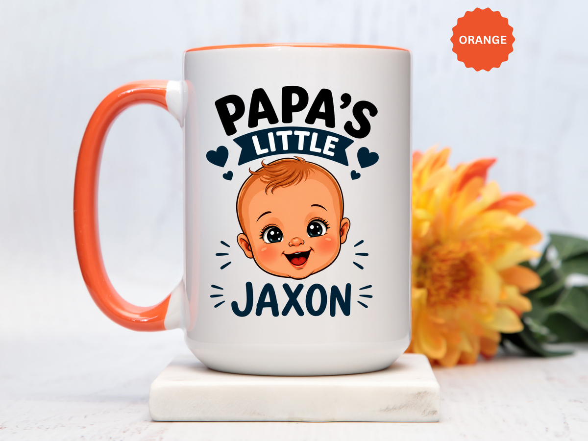 Personalized Papa's Little Boy Mug, Custom Baby Name Mug for Dad, New Father Gift, Papa Coffee Mug, Father's Day Gift from Son