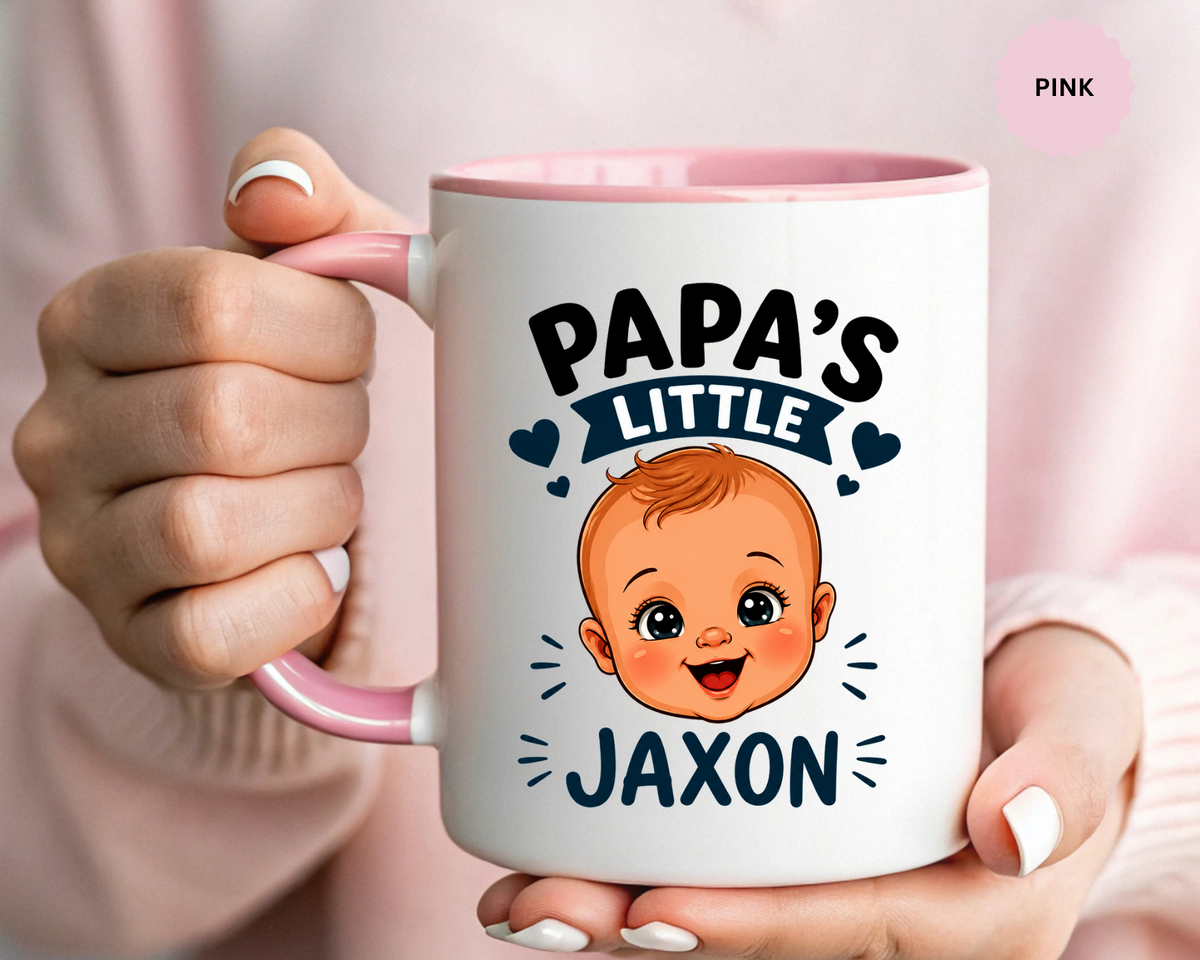 Personalized Papa's Little Boy Mug, Custom Baby Name Mug for Dad, New Father Gift, Papa Coffee Mug, Father's Day Gift from Son