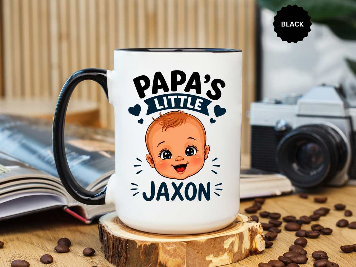 Personalized Papa's Little Boy Mug, Custom Baby Name Mug for Dad, New Father Gift, Papa Coffee Mug, Father's Day Gift from Son