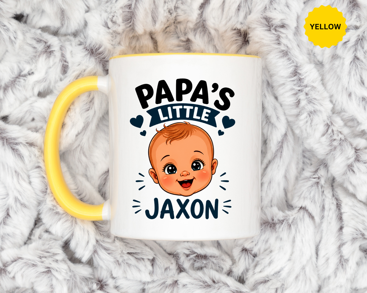 Personalized Papa's Little Boy Mug, Custom Baby Name Mug for Dad, New Father Gift, Papa Coffee Mug, Father's Day Gift from Son