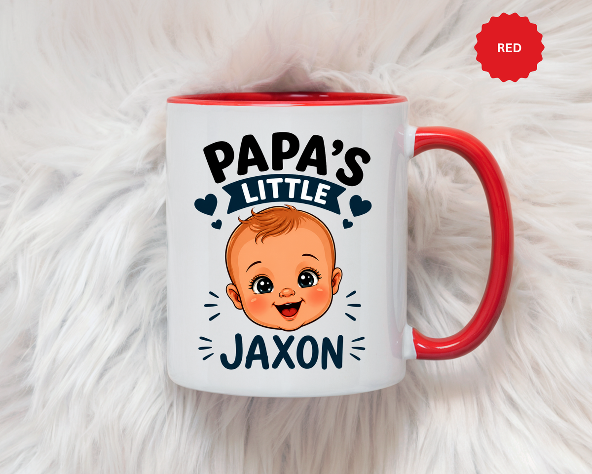 Personalized Papa's Little Boy Mug, Custom Baby Name Mug for Dad, New Father Gift, Papa Coffee Mug, Father's Day Gift from Son