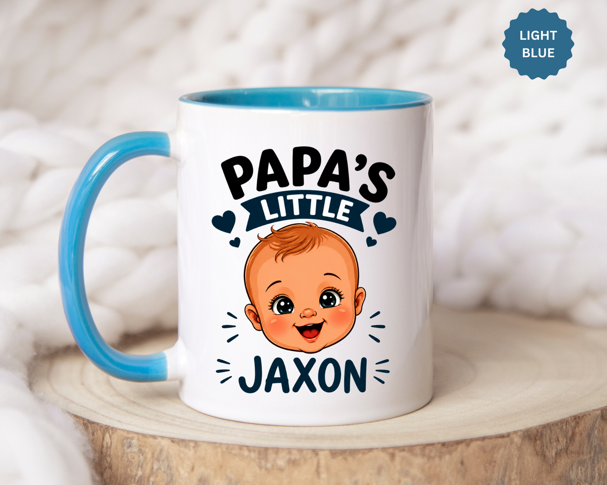 Personalized Papa's Little Boy Mug, Custom Baby Name Mug for Dad, New Father Gift, Papa Coffee Mug, Father's Day Gift from Son