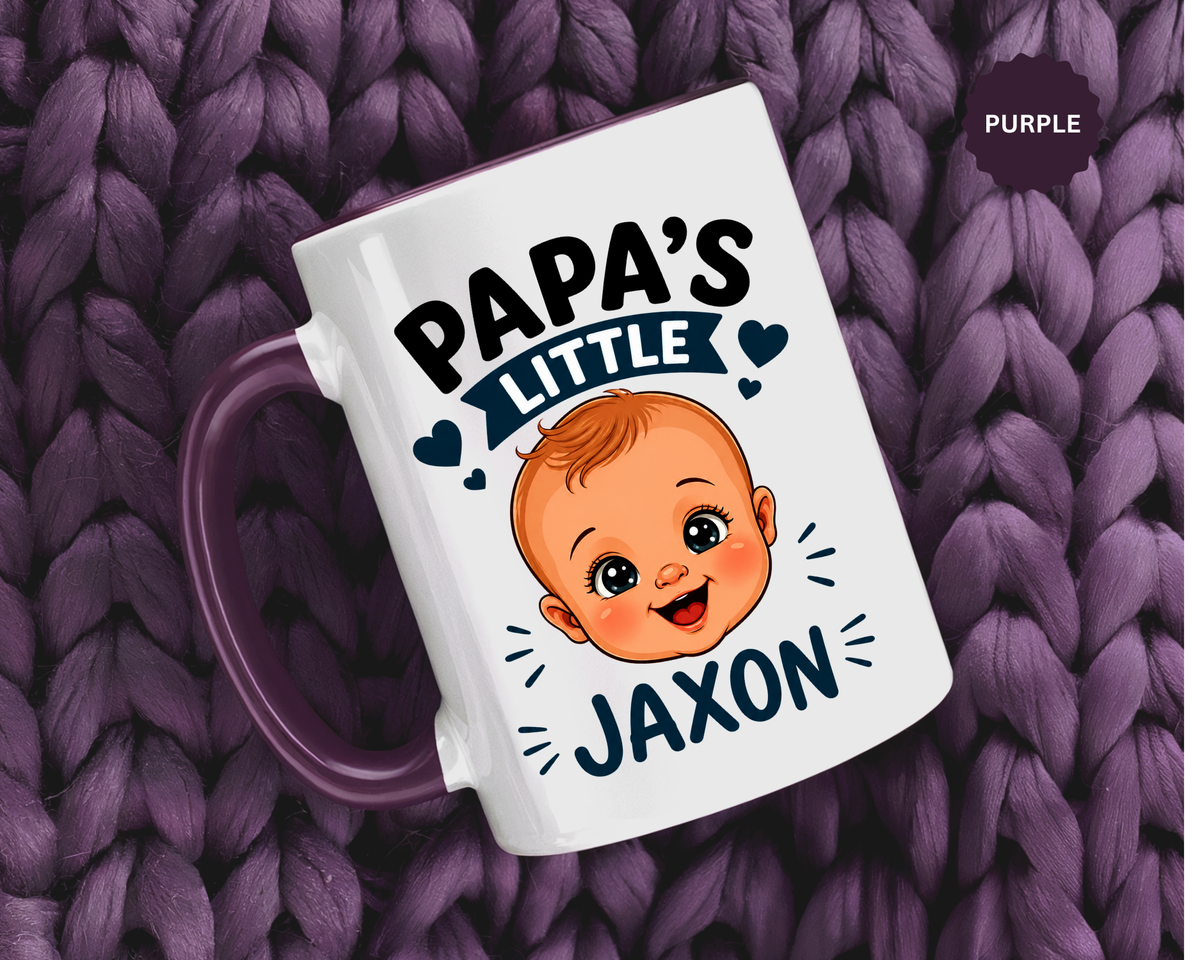 Personalized Papa's Little Boy Mug, Custom Baby Name Mug for Dad, New Father Gift, Papa Coffee Mug, Father's Day Gift from Son
